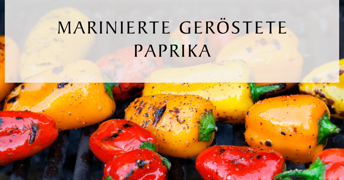 Marinierte geröstete Paprika mit extra vergine Olivenöl